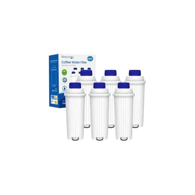 Waterfilter, vervanging voor DeLonghi koffiemachine ECAM, Eletta, Dinamica, DLSC002, Magnifica, ETAM Autentica en diverse Esam-modellen (6 stuks verpakking)