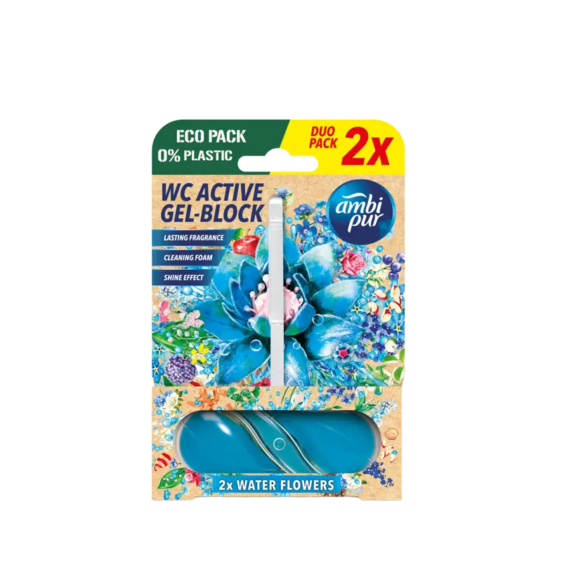 toiletblok water en bloemen, 2 stuks