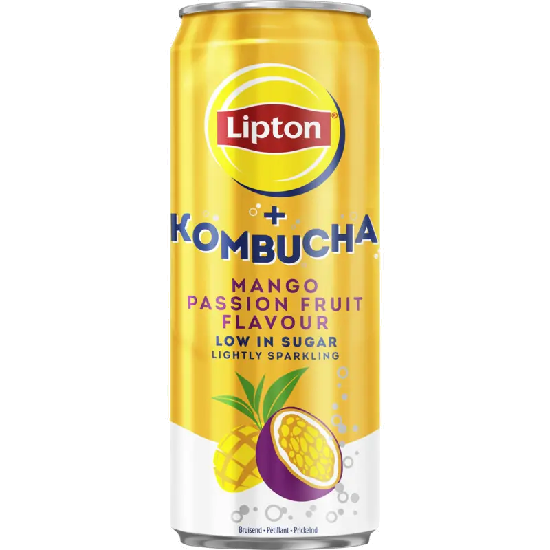 Ice tea kombucha mango passionfruit