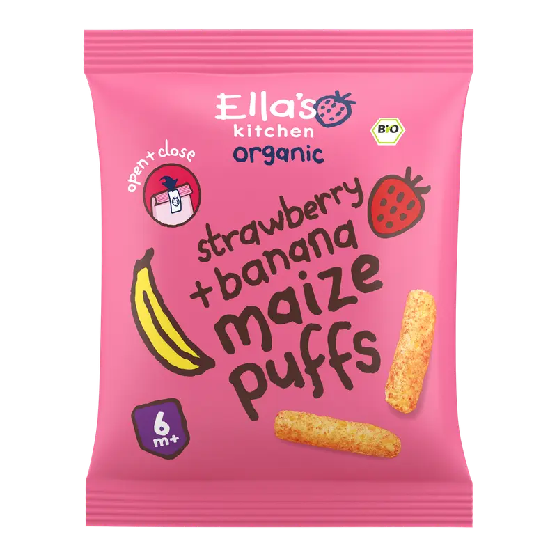 Bio Maïs Puffs Aardbei Banaan 6+ Maanden 20 gram