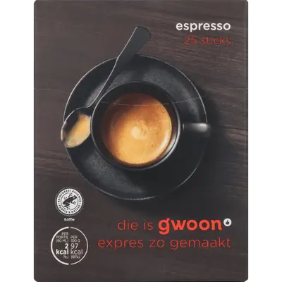 Oploskoffie espresso 25 sticks