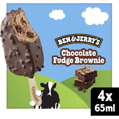 Ice cream sticks chocolate fudge brownie