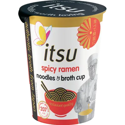 Spicy ramen noodles & broth cup