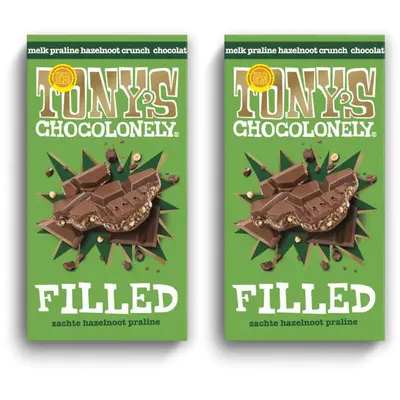 Filled melk pral hazelnoot crunch 2-pack