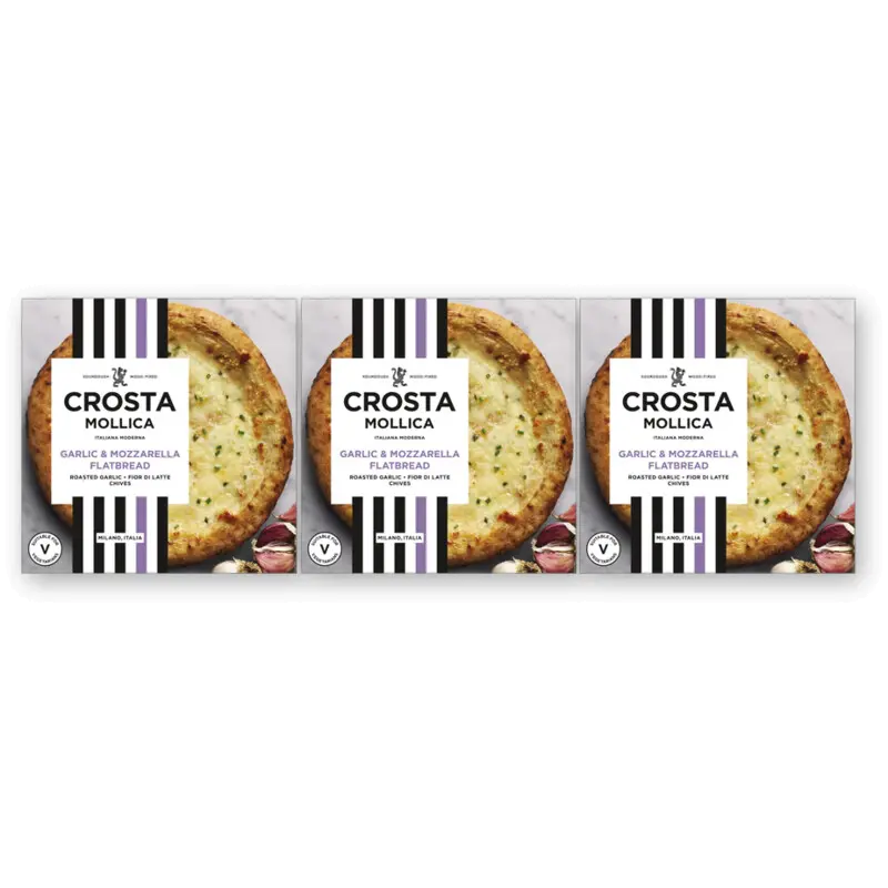 Garlic & mozzarella flatbread 3-pack