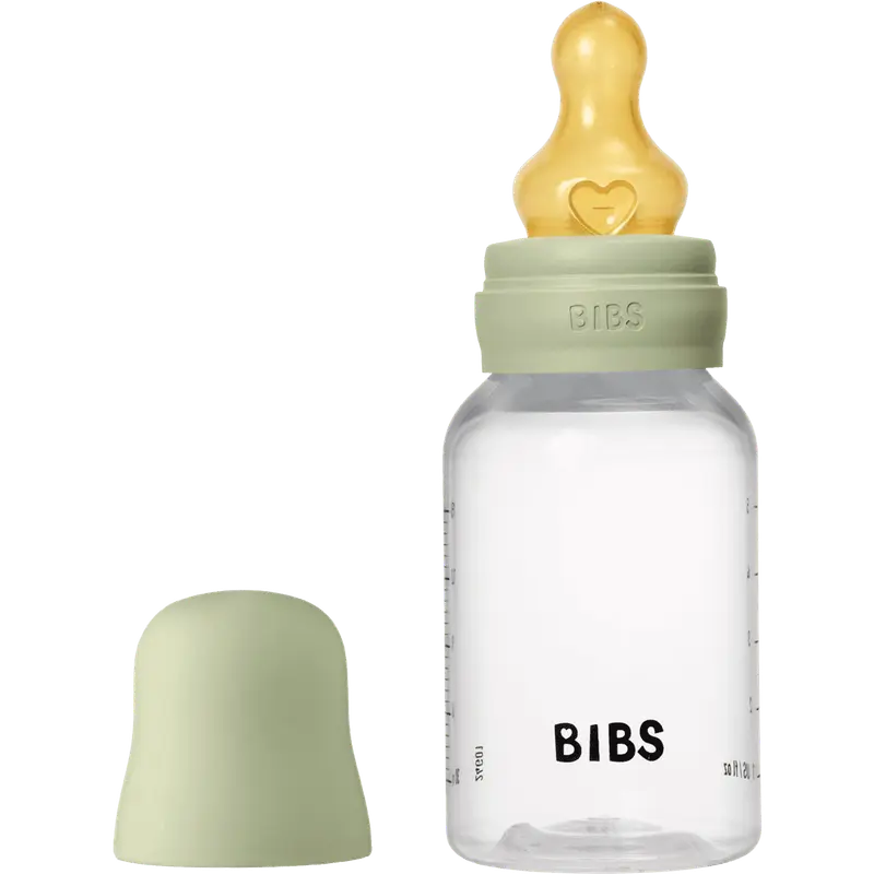Babyfles Slow Flow Latex Sage incl. opvouwbaar trechtertje