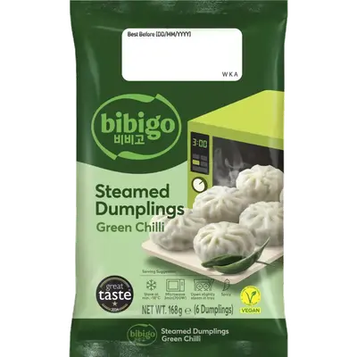 Steamed dumplings green chili