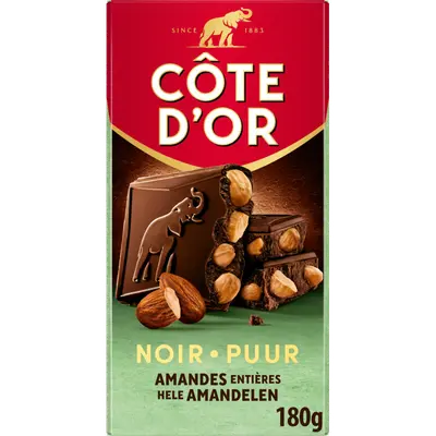 Chocoladereep puur met hele amandelen