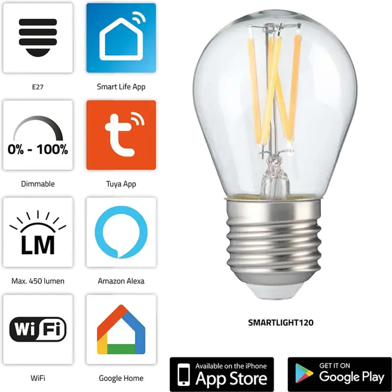 Smartlight120 slimme wifi LED-filamentlamp, neutraal wit