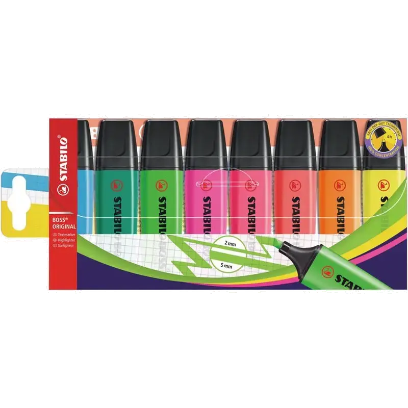 BOSS ORIGINAL - Markeerstiften - Set van 8 - Assorti kleuren