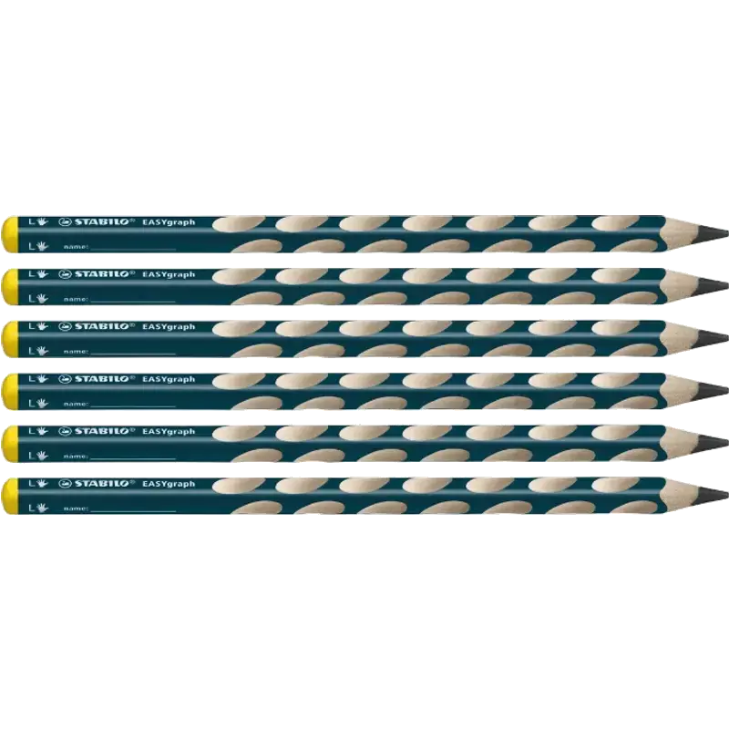 EASYgraph - Ergonomisch grafietpotlood - Linkshandig - Set van 6 - Petrol - Hardheid HB