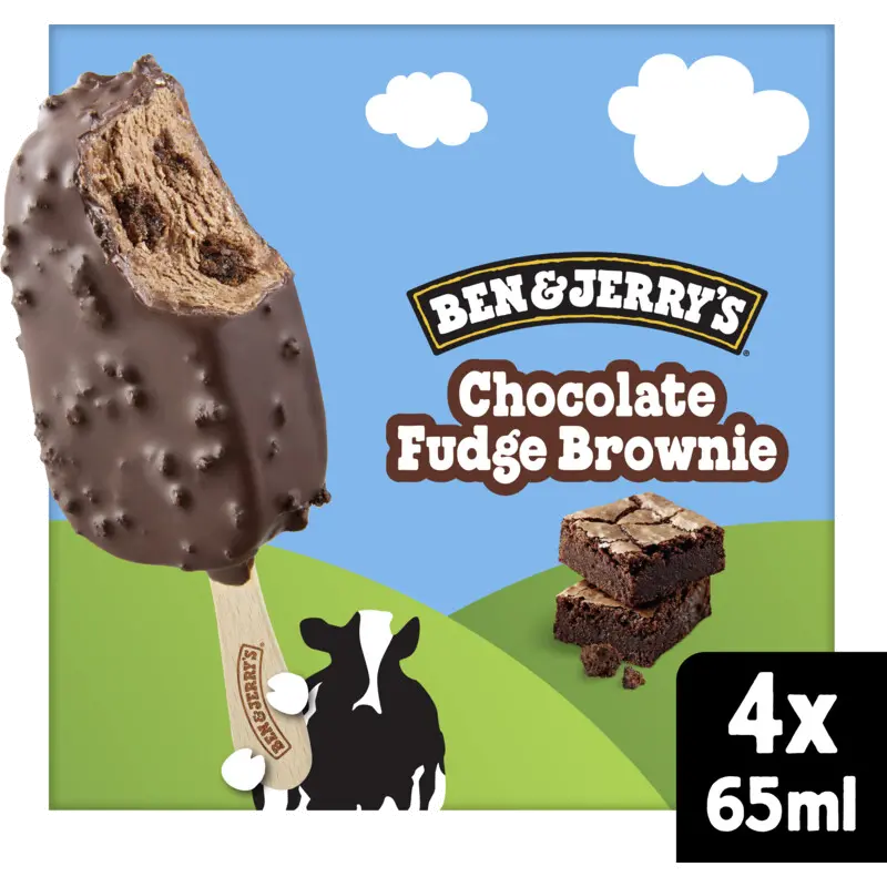 Ice cream sticks chocolate fudge brownie