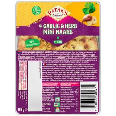 Mini naan knoflook & kruiden 4 st.