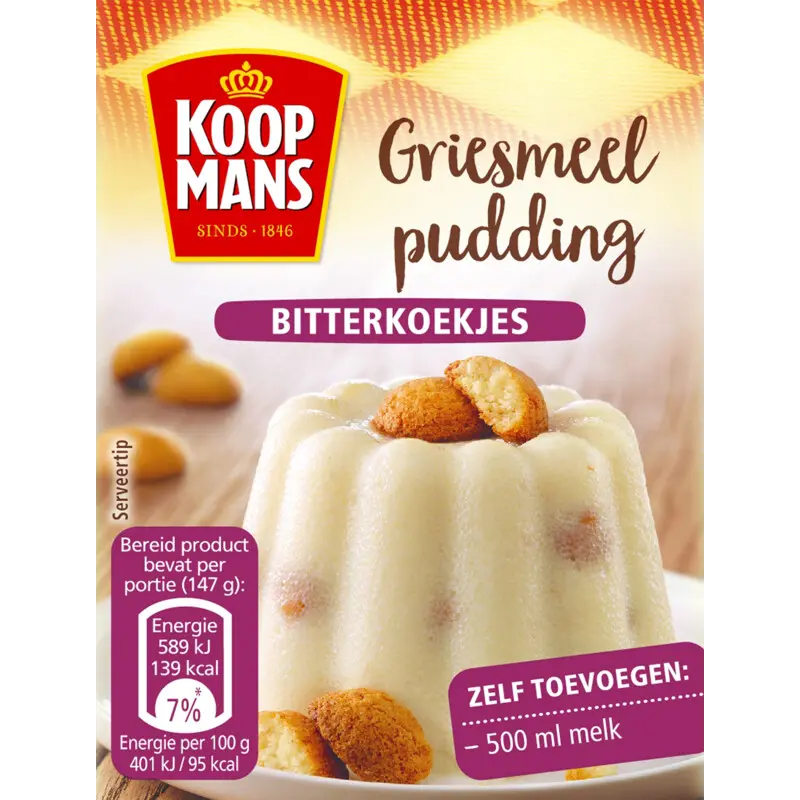 Griesmeelpudding bitterkoekjes