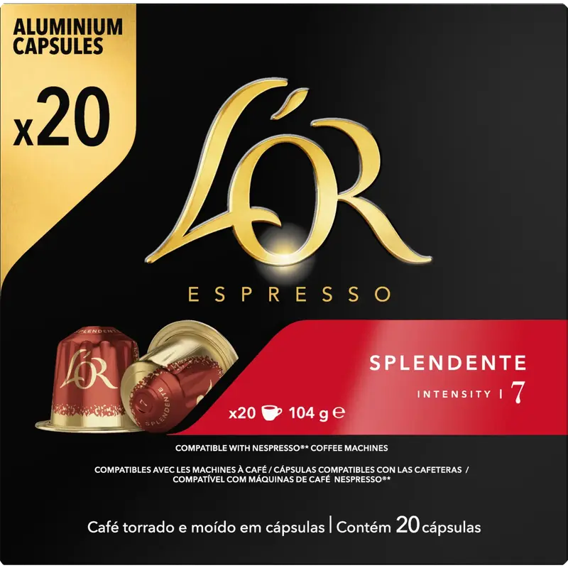 Espresso capsules splendente sterkte 7
