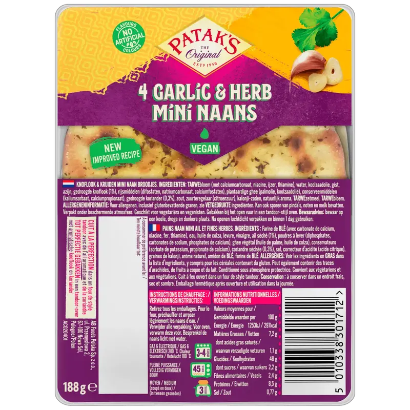 Knoflook Kruiden Mini Naan - 4 pcs