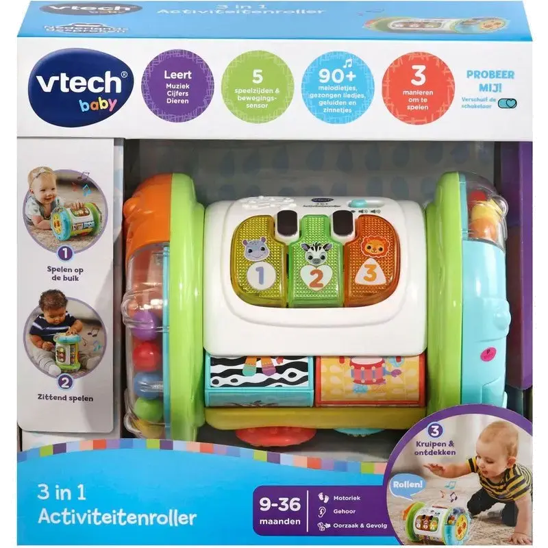 Baby 3-in-1 activiteitenroller - multikleurig, 13,8 cm