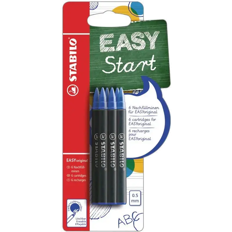 EASYoriginal - Ergonomische rollerball-navullingen - Set van 6 - Blauw