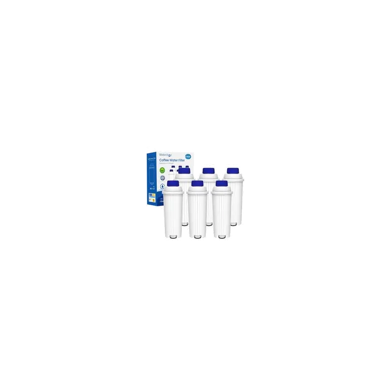 Waterfilter, vervanging voor DeLonghi koffiemachine ECAM, Eletta, Dinamica, DLSC002, Magnifica, ETAM Autentica en diverse Esam-modellen (6 stuks verpakking)