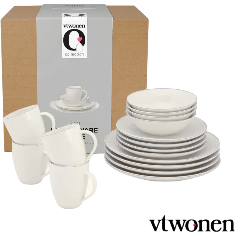 White blue line servies 16delig
