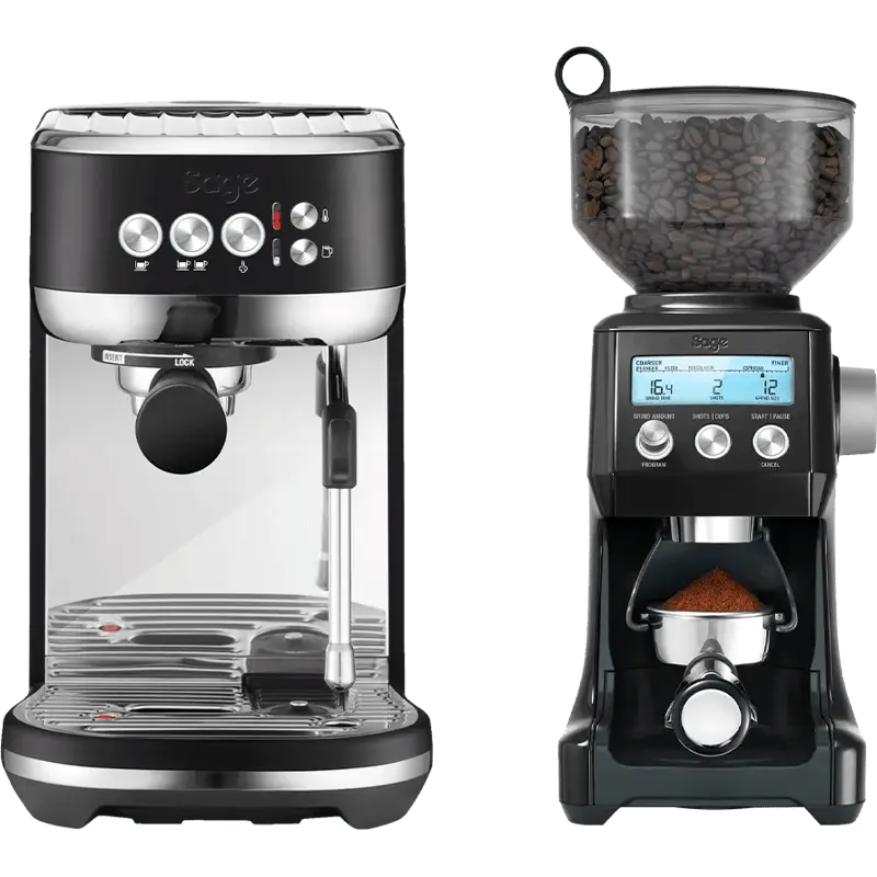 the Bambino Plus Black Truffel + Koffiemolen
