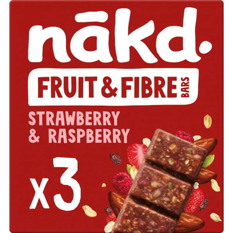 Fruit & fibre bars strawberry raspberry