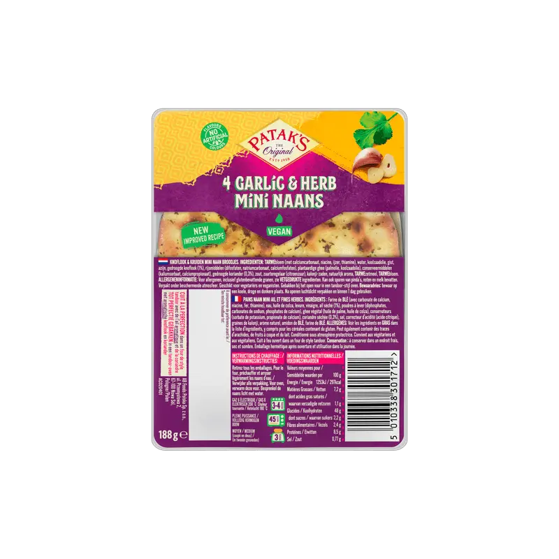 Mini naan knoflook & kruiden 4 st.