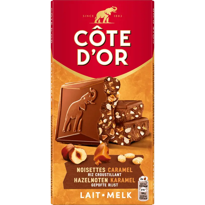 Chocoladereep hazelnoot karamel