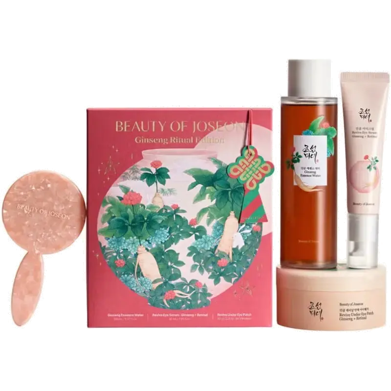 Limited Edition Holiday Set: Ginseng Oogmaskers (60 stuks) + Ginseng Toner (150 ml) + Ginseng Oogcrème (30 ml) + Make-upspiegel