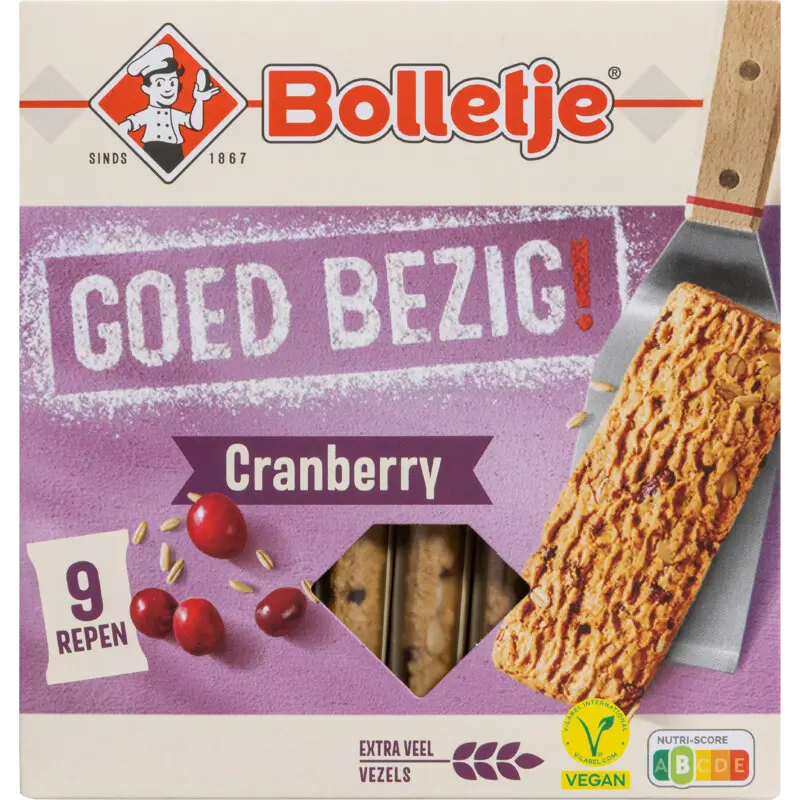 Goed bezig krokante graanrepen cranberry