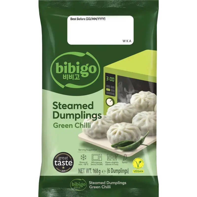 Steamed dumplings green chili