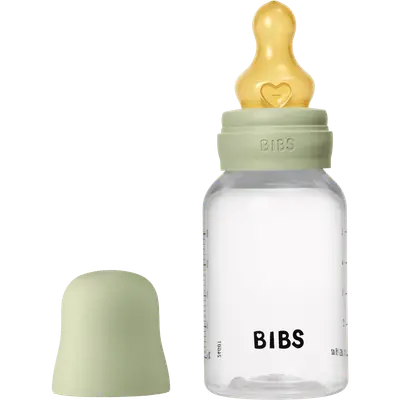 Babyfles Slow Flow Latex Sage incl. opvouwbaar trechtertje