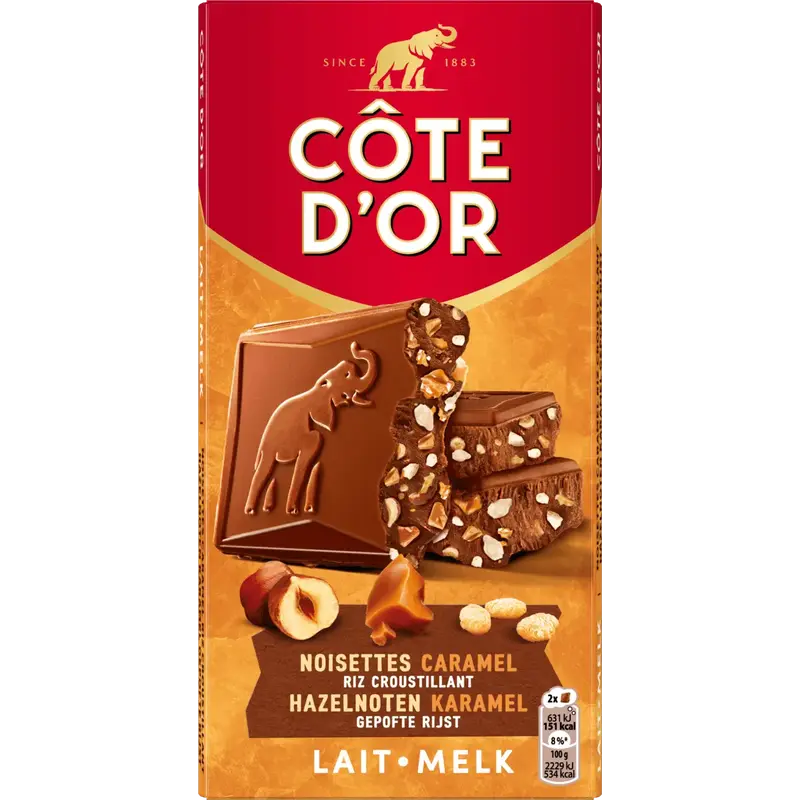 Chocoladereep hazelnoot karamel