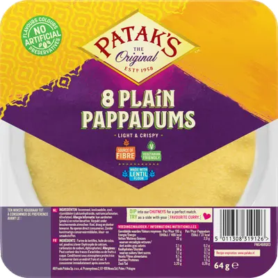 Pappadums naturel kant-en-klaar