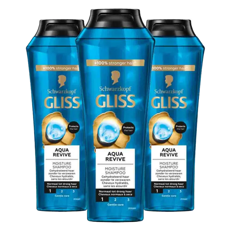 3x Gliss Aqua Revive Shampoo 250 ml