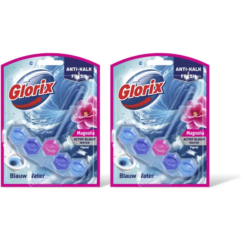 Pink magnolia blauw water wc-blok 2-pack