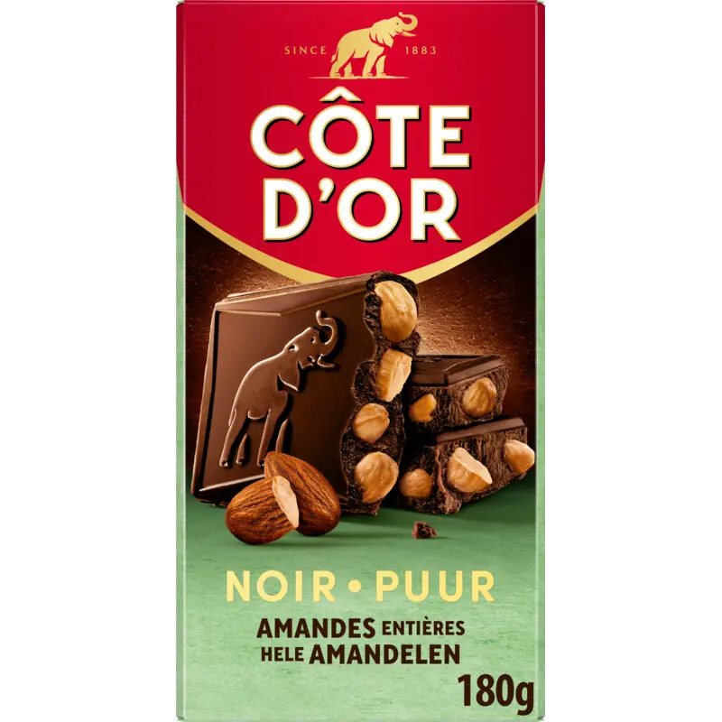 Chocoladereep puur met hele amandelen
