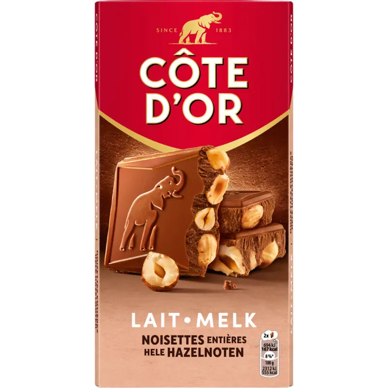 Chocoladereep melk hele hazelnoten
