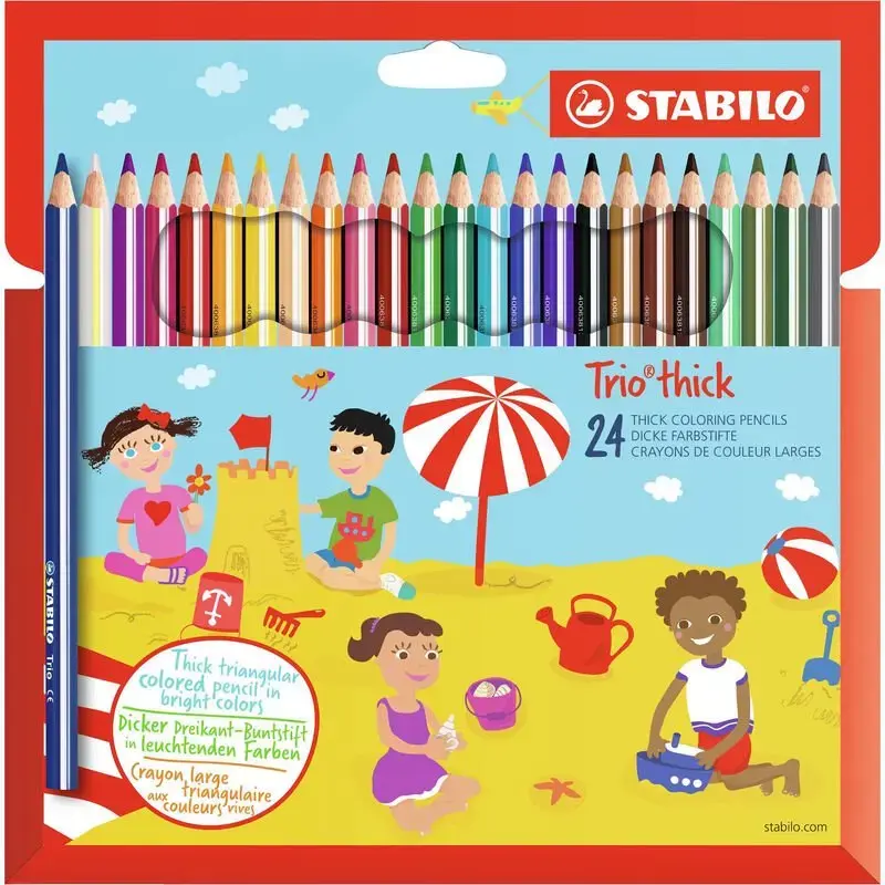 Trio thick - Driehoekig kleurpotlood - Set van 24 - Assorti kleuren
