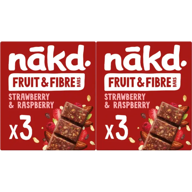 Fruit & fibre bars strawb rasp 2-pack