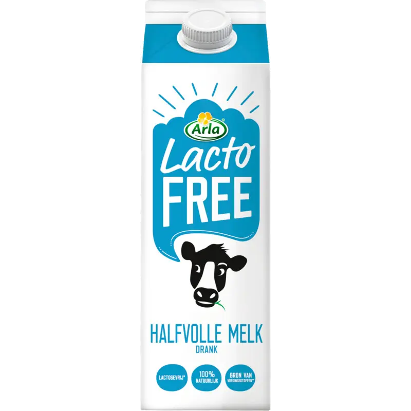 Halfvolle lactose vrije melk drank