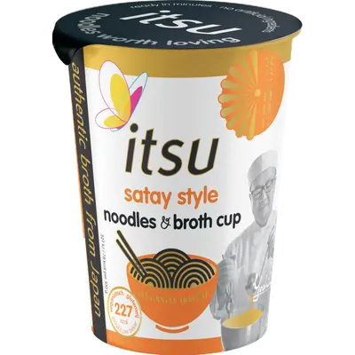 Satay style noodles & broth cup